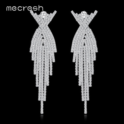 Crystal Rhinestone Tassel Earrings